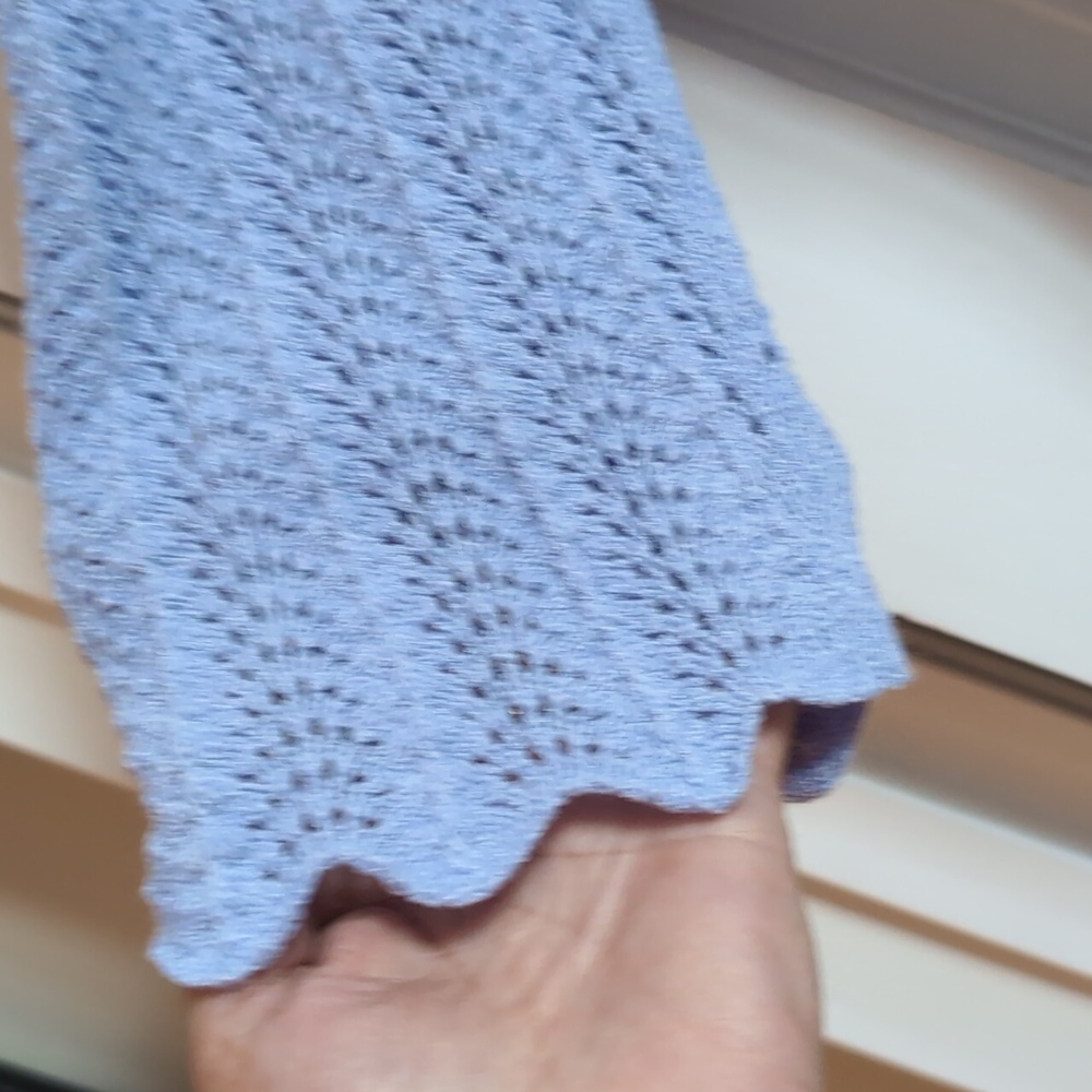 St. John Periwinkle Blue Ribbed 3/4 Sleeve Sweater - Picture 4 of 6